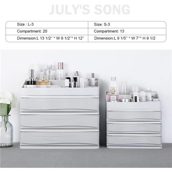 Makeup Organizer with Drawers Tray for Cosmetic Storage, Bathroom Countertop - Picture 5 of 6